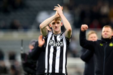 Newcastle United takımından Anthony Gordon, 25 Kasım 2023 'te St. James' s Park, Newcastle, İngiltere 'de oynanan Premier League karşılaşmasında tam zamanlı kutlama yapıyor.