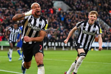 Newcastle United 'dan Joelinton # 7 Premier Lig maçı Newcastle United' ın Chelsea 'ye karşı St. James' s Park, Newcastle, İngiltere 'de 25 Kasım 2023' te oynanan karşılaşmasını 3-1 kutluyor.