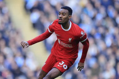 Liverpool 'dan Ryan Gravenberch # 38 Premier League maçı sırasında Manchester City Liverpool' a karşı Etihad Stadyumu, Manchester, İngiltere, 25 Kasım 2023