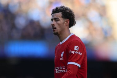 Curtis Jones # 17 Premier Lig maçı sırasında Manchester City - Liverpool Etihad Stadyumu, Manchester, İngiltere, 25 Kasım 2023