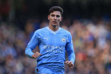 Julian Alvarez # 19 Manchester City Premier League maçı sırasında Manchester City Liverpool 'a karşı Etihad Stadyumu, Manchester, İngiltere, 25 Kasım 2023