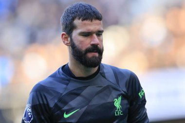 Liverpool 'dan Alisson Becker # 1 Premier League maçı sırasında Manchester City - Liverpool Etihad Stadyumu, Manchester, İngiltere, 25 Kasım 2023