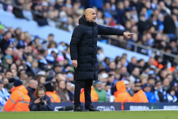 Pep Guardiola Manchester City Manager Aan Zijlijn Tijdens Premier League — Stockfoto