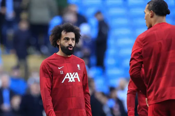 Mohamed Salah Liverpool Durante Calentamiento Previo Partido Premier League Manchester — Foto de Stock