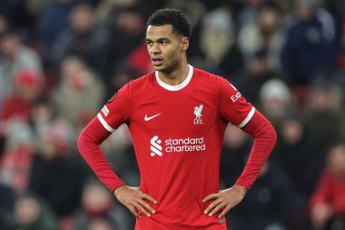 Liverpool 'dan Cody Gakpo # 18 UEFA Avrupa Ligi maçı sırasında Liverpool - LASK Anfield, Liverpool, Birleşik Krallık, 30 Kasım 2023