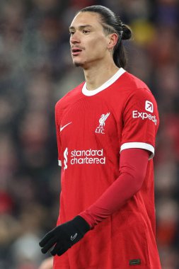 Liverpool 'dan Darwin Nez # 9 UEFA Avrupa Ligi maçı sırasında Liverpool - LASK Anfield, Liverpool, Birleşik Krallık' ta 30 Kasım 2023