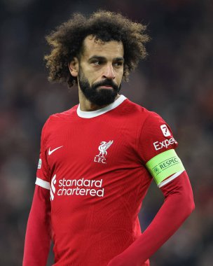Liverpool 'dan Mohamed Salah # 11 UEFA Avrupa Ligi maçı sırasında Liverpool - LASK Anfield, Liverpool, Birleşik Krallık, 30 Kasım 2023