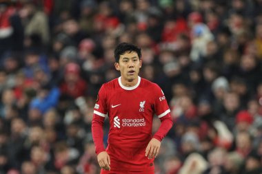 Liverpool 'dan Wataru Endo # 3 UEFA Avrupa Ligi maçı sırasında Liverpool - LASK Anfield, Liverpool, Birleşik Krallık, 30 Kasım 2023