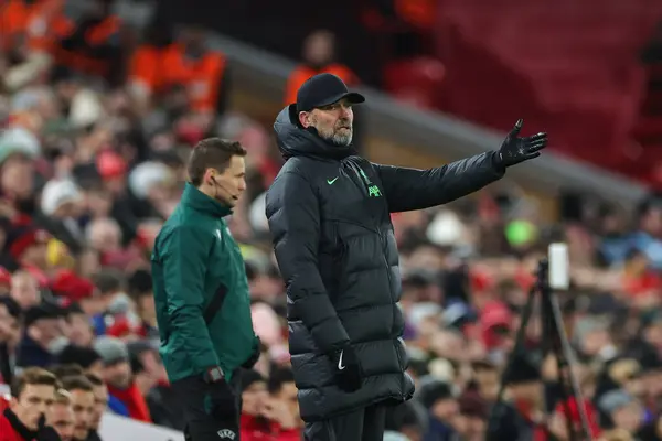 Jrgen Klopp Manager Liverpool Reagisce Durante Partita Uefa Europa League — Foto Stock