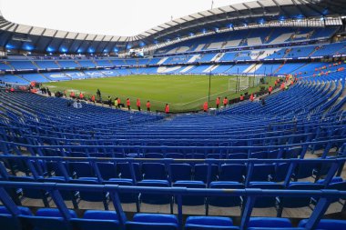Etihad 'ın iç görüntüsü Premier Lig karşılaşması öncesinde Manchester City ile Tottenham Hotspur arasında Etihad Stadyumu, Manchester, İngiltere, 3 Aralık 2023