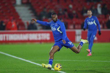 Everton 'dan Beto # 14 Premier League maçında maç öncesi ısınma oturumunda Nottingham Forest Everton' a karşı City Ground, Nottingham, İngiltere, 2 Aralık 2023