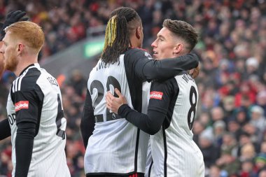 Fulham 'dan Harry Wilson 3 Aralık 2023' te Liverpool, Liverpool 'da Liverpool Fulham' a karşı oynanan Premier Lig maçında 1-1 kazanma hedefini kutluyor.