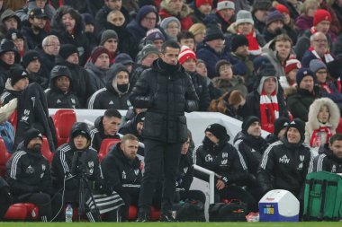 Marco Silva Premier League maçında Fulham 'ın teknik direktörü Liverpool' a karşı Anfield, Liverpool, İngiltere, 3 Aralık 2023