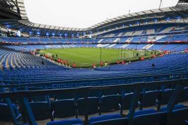 Etihad 'ın iç görüntüsü Premier Lig karşılaşması öncesinde Manchester City ile Tottenham Hotspur arasında Etihad Stadyumu, Manchester, İngiltere, 3 Aralık 2023