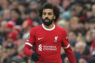 Mohamed Salah #11 of Liverpool during the Premier League match Liverpool vs Fulham at Anfield, Liverpool, United Kingdom, 3rd December 2023 clipart