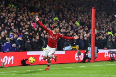 Nottingham Ormanı 'ndan Morgan Gibbs-White # 10 Premier League maçı sırasında Nottingham Forest Everton' a karşı City Ground, Nottingham, 2 Aralık 2023 'te tepki gösterdi.