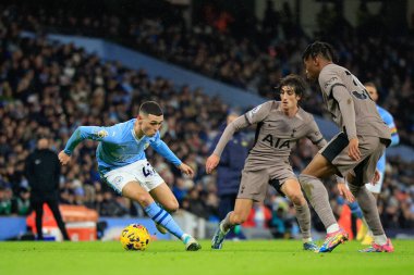Manchester City 'den Phil Foden # 47 Premier League maçı sırasında Etihad Stadyumu' nda Manchester City Tottenham Hotspur 'a karşı, 3 Aralık 2023