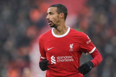 Liverpool 'dan Joel Matip # 32 Premier League maçı sırasında Liverpool Fulham' a karşı Anfield, Liverpool, İngiltere, 3 Aralık 2023