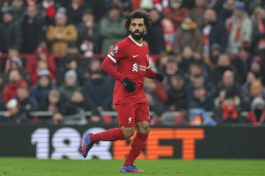Liverpool 'dan Mohamed Salah # 11 Premier Lig maçı sırasında Liverpool Fulham' a karşı Anfield, Liverpool, İngiltere, 3 Aralık 2023