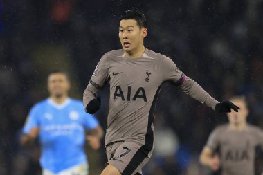 Son Heung-Min # 7 of Tottenham Hotspur Premier League maçında Manchester City Tottenham Hotspur 'a karşı Etihad Stadyumu, Manchester, İngiltere, 3 Aralık 2023