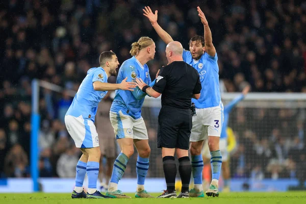 Rben Dias Dari Manchester City Mengajukan Banding Wasit Simon Hooper — Stok Foto