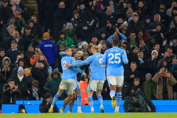 Jack Grealish Dari Manchester City Merayakan Golnya Untuk Membuat Kedudukan — Stok Foto
