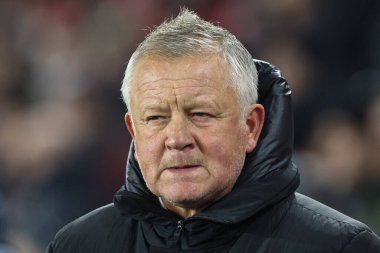 Sheffield United 'ın Chris Wilder teknik direktörü Premier League maçında Sheffield United Liverpool' a karşı Bramall Lane, Sheffield, İngiltere, 6 Aralık 2023