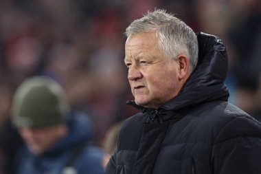 Sheffield United 'ın Chris Wilder teknik direktörü Premier League maçında Sheffield United Liverpool' a karşı Bramall Lane, Sheffield, İngiltere, 6 Aralık 2023