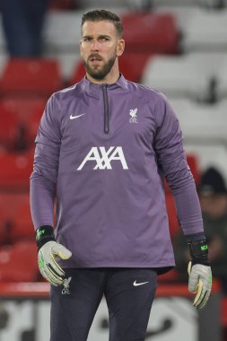 Liverpool 'dan 13. Adrin Premier Lig karşılaşması öncesinde Sheffield United ile Liverpool Bramall Lane, Sheffield, İngiltere' de 6 Aralık 2023 'te oynanacak maç öncesi ısınma maçında