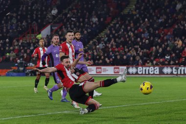 Sheffield United 'dan Jack Robinson # 19 Premier League maçında Sheffield United ile Liverpool Bramall Lane, Sheffield, İngiltere' de 6 Aralık 2023 'te karşılaştı.
