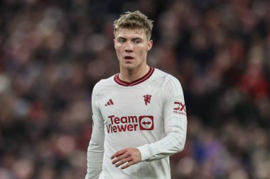 Manchester United 'dan Rasmus Hjlund Premier League maçında Liverpool Manchester United' a karşı Anfield, Liverpool, İngiltere, 17 Aralık 2023