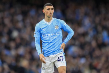 Manchester City - Crystal Palace Premier League maçı sırasında Manchester City maçı sırasında Etihad Stadyumu 'nda Phil Foden # 47 numara, 16 Aralık 202