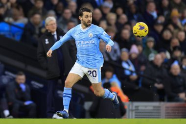 Manchester City 'nin 20 numaralı Bernardo Silva Premier Lig maçı sırasında Etihad Stadyumu' ndaki Manchester City-Crystal Palace maçında, 16 Aralık 202