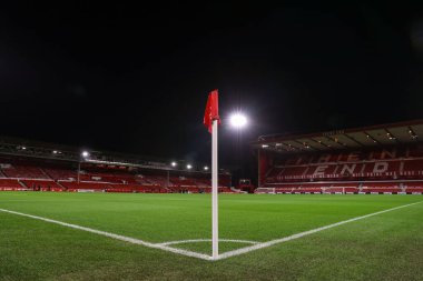 Premier Lig karşılaşması öncesinde Nottingham Forest 'ın Tottenham Hotspur' a karşı oynadığı City Ground, Nottingham, İngiltere 'de 15 Aralık 202