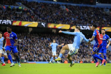Manchester City 'den Jack Grealish Premier Lig maçında 1-0 önde gidiyor. Manchester City, Etihad Stadyumu' nda Crystal Palace 'a karşı, 16 Aralık 202