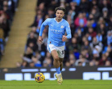 Manchester City 'den Jack Grealish # 10 Premier League maçı sırasında topu kontrol ediyor Manchester City - Crystal Palace Etihad Stadyumu, Manchester, İngiltere, 16 Aralık 202