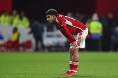 Nottingham Ormanı 'ndan üzgün bir Morgan Gibbs-White # 10 Premier League maçında 0-2 kaybettikten sonra Nottingham Forest Tottenham Hotspur' a karşı City Ground, Nottingham, İngiltere, 15 Aralık 202