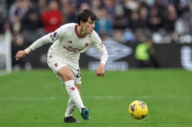 Manchester United takımından Facundo Pellistri Premier League maçında West Ham United, Manchester United 'a karşı Londra Stadyumu, Londra, İngiltere, 23 Aralık 202