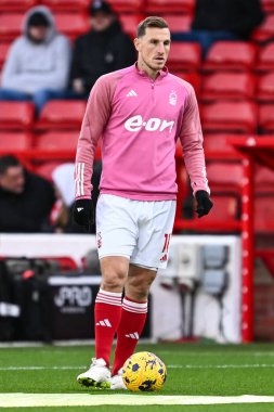 Nottingham Ormanı 'ndan Chris Wood Premier Lig maçı öncesinde Nottingham Forest' a karşı Bournemouth City Ground, Nottingham, İngiltere 'de 23 Aralık 202' de oynanan maç öncesi ısınma maçında