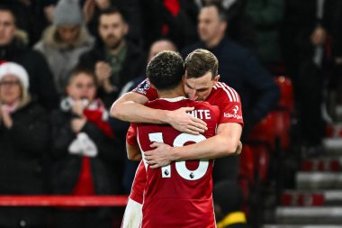 Nottingham Ormanı 'ndan Chris Wood, İngiltere' nin Nottingham şehrinde oynanan Premier League maçında Nottingham Forest 'a karşı Bournemouth maçında 2-2' lik galibiyetini kutluyor.