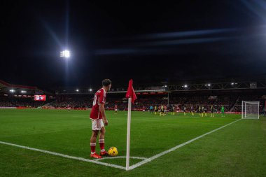 Nottingham Ormanı 'ndan Neco Williams Premier Lig maçında Nottingham Forest' a karşı Bournemouth City Ground, Nottingham, İngiltere 'de 23 Aralık 202' de topa vuruyor.