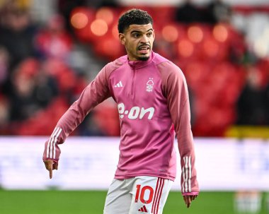 Nottingham Ormanı 'ndan Morgan Gibbs-White Premier League maçı öncesinde Nottingham Forest' a karşı Bournemouth City Ground, Nottingham, İngiltere 'de 23 Aralık 202' de oynanan maç öncesi ısınma maçında...
