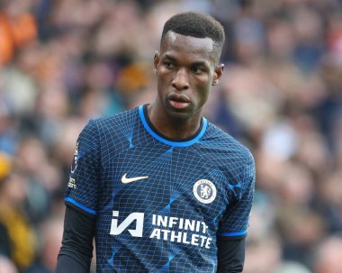 Chelsea 'den Nicolas Jackson, Premier Lig maçı sırasında Wolverhampton Wanderers Chelsea' ye karşı Molineux, Wolverhampton, Birleşik Krallık, 24 Aralık 202