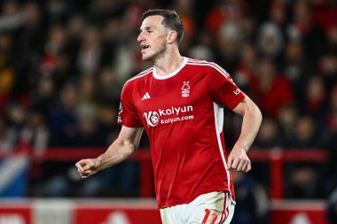 Nottingham Ormanı 'ndan Chris Wood Premier League maçı sırasında Nottingham Forest, Bournemouth' a karşı City Ground, Nottingham, Birleşik Krallık, 23 Aralık 202