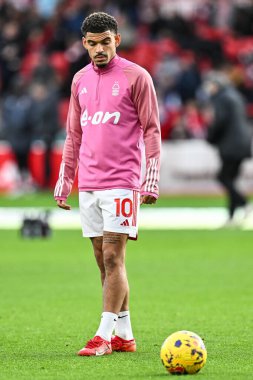 Nottingham Ormanı 'ndan Morgan Gibbs-White Premier League maçı öncesinde Nottingham Forest' a karşı Bournemouth City Ground, Nottingham, İngiltere 'de 23 Aralık 202' de oynanan maç öncesi ısınma maçında...