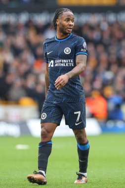 Premier Lig karşılaşmasında Chelsea 'den Raheem Sterling, Wolverhampton Wanderers' a karşı Molineux, Wolverhampton, Birleşik Krallık 'ta, 24 Aralık 202