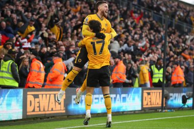 Wolverhampton Wanderers takımından Matt Doherty, 24 Aralık 202 'de İngiltere' nin Molineux, Wolverhampton, İngiltere 'de oynanan Premier League maçında Wolverhampton Wanderers ile Chelsea maçında 2-0 kazanma golünü kutluyor.
