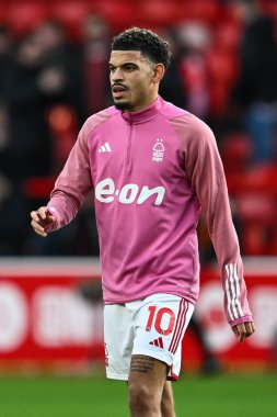 Nottingham Ormanı 'ndan Morgan Gibbs-White Premier League maçı öncesinde Nottingham Forest' a karşı Bournemouth City Ground, Nottingham, İngiltere 'de 23 Aralık 202' de oynanan maç öncesi ısınma maçında...
