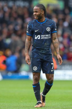 Premier Lig karşılaşmasında Chelsea 'den Raheem Sterling, Wolverhampton Wanderers' a karşı Molineux, Wolverhampton, Birleşik Krallık 'ta, 24 Aralık 202