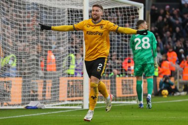 Wolverhampton Wanderers takımından Matt Doherty, 24 Aralık 202 'de İngiltere' nin Molineux, Wolverhampton, İngiltere 'de oynanan Premier League maçında Wolverhampton Wanderers ile Chelsea maçında 2-0 kazanma golünü kutluyor.